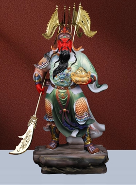 汉白玉提刀关公像武财神关二爷关圣帝君神像客厅供奉开业招财摆件