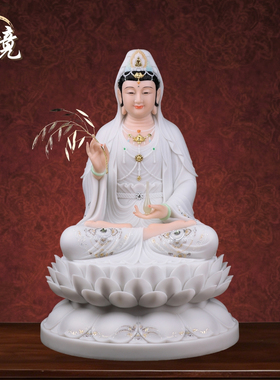 汉白玉娑婆三圣佛像家用供奉摆件