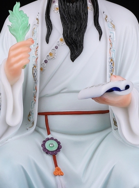 汉白玉药王神像供奉摆件