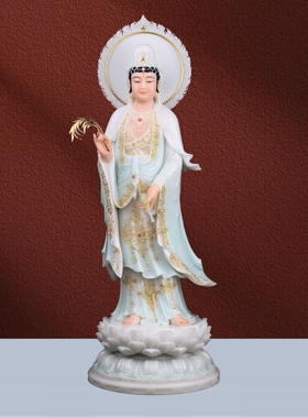 汉白玉西方三圣站像阿弥陀佛佛像观音菩萨家用供奉大势至菩萨摆件