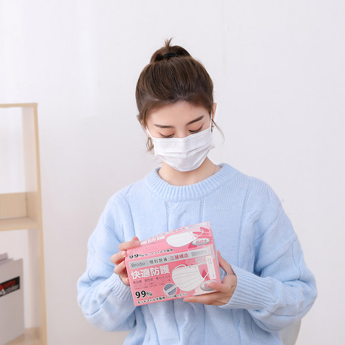 Brodio出口女士小脸保暖口罩一次性独立包装泡泡纱耳带轻薄防勒夏 - 图0