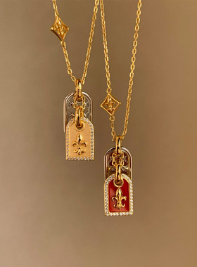 鸢尾花吊牌项链女高级感轻奢小众