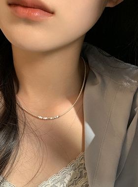极细碎银珍珠项链女2025新款爆款
