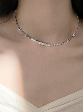 纯银碎银子珍珠海星吊坠项链女款