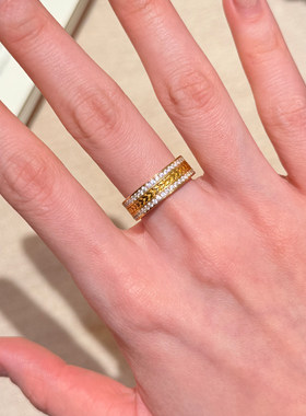 拉丝麦穗双排钻戒指女轻奢高级感