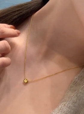 S925纯银小方丁项链女款2025新款