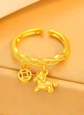 金色小马戒指女小众设计马年指环