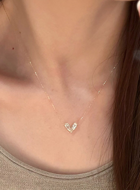 清冷感mini仿钻爱心项链轻奢小众