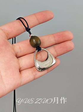 长款复古包包吊坠黑绳项链女款2025新款秋冬毛衣链大气高档高级感