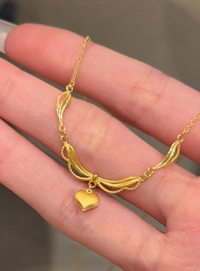 S925银金色蕾丝爱心吊坠项链女款