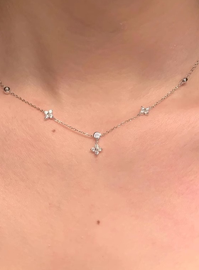 S925纯银四叶花项链女款2025新款