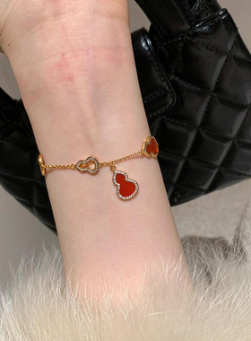 S925纯银红玛瑙葫芦手链轻奢