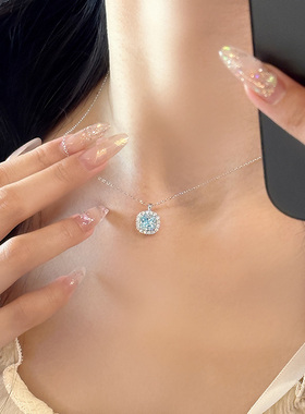 S925纯银蓝宝石项链女款2025新款