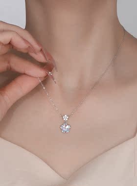 浪漫樱花项链女纯银月光石