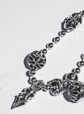 美式简约潮流时尚鸢尾扣珠链项链