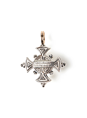 希腊手作金面十字雕刻复古吊坠