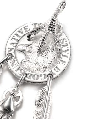 日本限定三点吊羽毛鹰爪银币吊坠