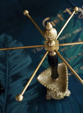 印度进口手工复古雕花黄铜支架展示首饰架首饰收纳架奢华装饰摆件