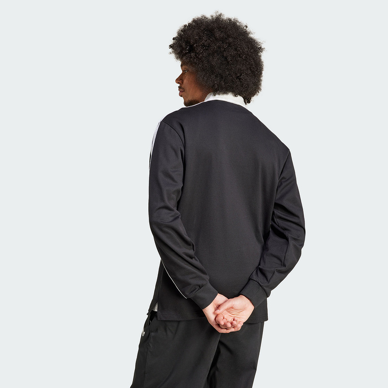 阿迪达斯秋冬三叶草新款男女复古三条纹POLO领长袖T恤IZ4806 - 图0