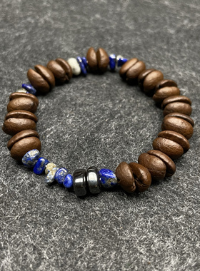 原创设计咖啡豆手串5A天然青金石黑胆石小众高级礼物高颜值手链