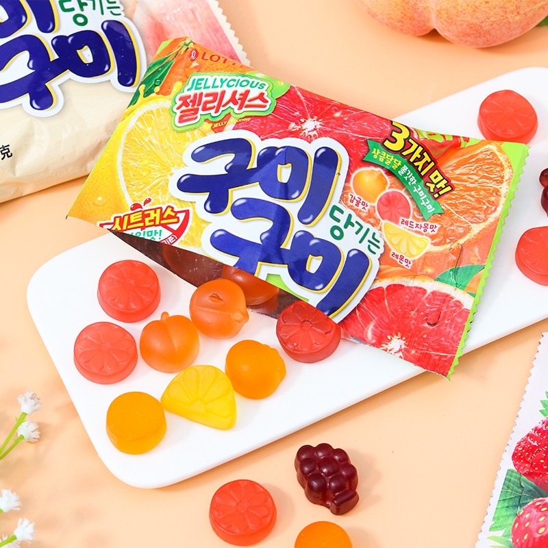 韩国进口乐天水果味软糖多种口味QQ糖儿童零食橡皮糖休闲糖果彩虹 - 图2