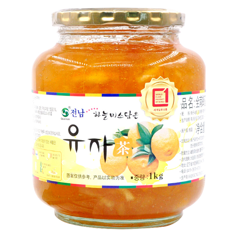 韩国全南蜂蜜柚子茶罐装整箱批发商用水果茶进口泡水冲饮冲泡饮品 - 图2