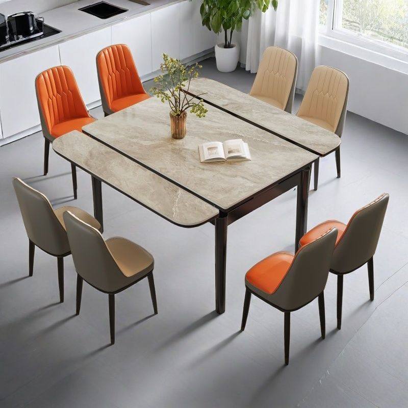 梦想湾岩板餐桌椅组合简约轻奢家用小户型长方形饭桌可带电磁炉,淘宝优惠券,粉丝福利购,淘宝优惠卷