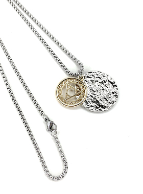 原创简约图腾吊坠钛钢项链小众轻奢嘻哈街头女个性潮男毛衣链中性