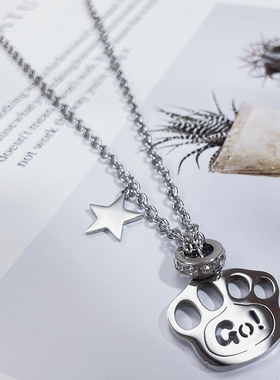 钛钢男女高街甜酷风狗爪项链