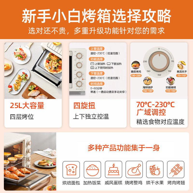 美的家用小型2021新款25升电烤箱 美的蔼美电烤箱