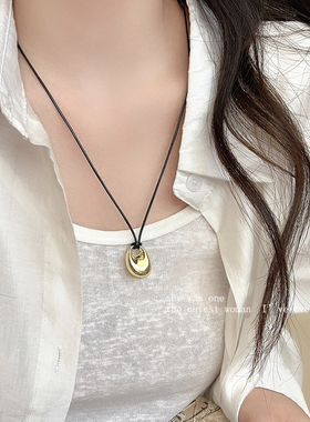 几何圆形吊坠项链新款