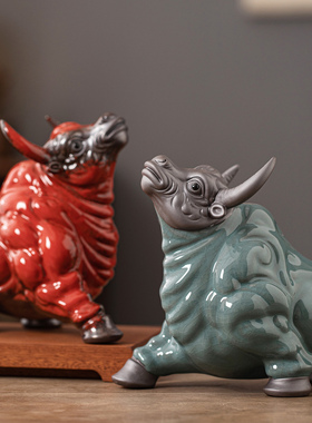 陶瓷华尔街牛摆件大号客厅玄关办公室桌面招财镇宅吉祥物牛气冲天