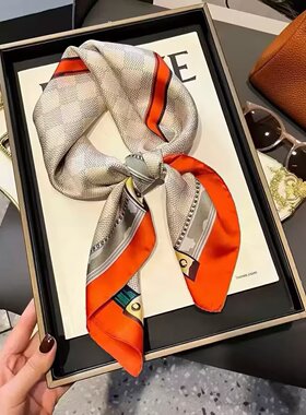 color-blocked cashew nut silk scarf 90cm thin style 腰果丝巾