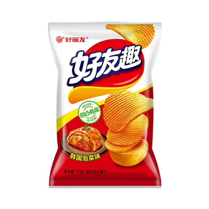 好丽友好友趣薯片韩国泡菜味70g整箱批休闲零食小吃膨化食品包邮