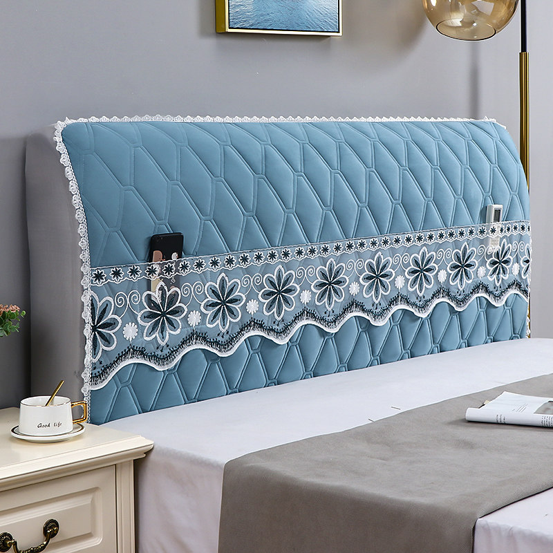 Gold velvet full-in elastic bedside hood solid color fabric
