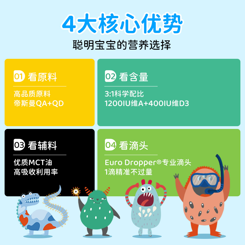 Dsorb滴适宝儿童ad滴剂维生素d3宝宝新生婴幼儿维生素AD补充滴剂