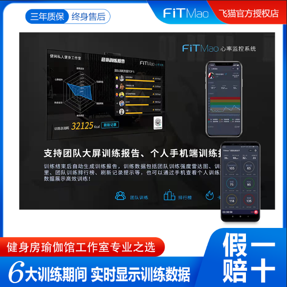 健身房飞猫fitmao心率实时监控系统监测仪智能手环臂环臂带心率带-图1