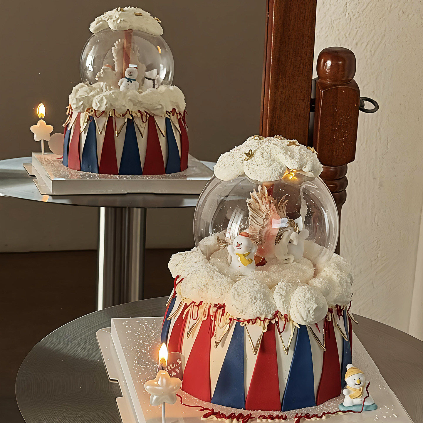 网红马年马戏团烘焙蛋糕装饰摆件飞马模具水晶球玻璃罩雪人插件,淘宝优惠券,粉丝福利购,淘宝优惠卷