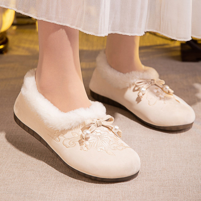 冬季新中式民族风老北京布鞋女加绒软底复古汉服鞋保暖绣花棉鞋子,淘宝优惠券,粉丝福利购,淘宝优惠卷