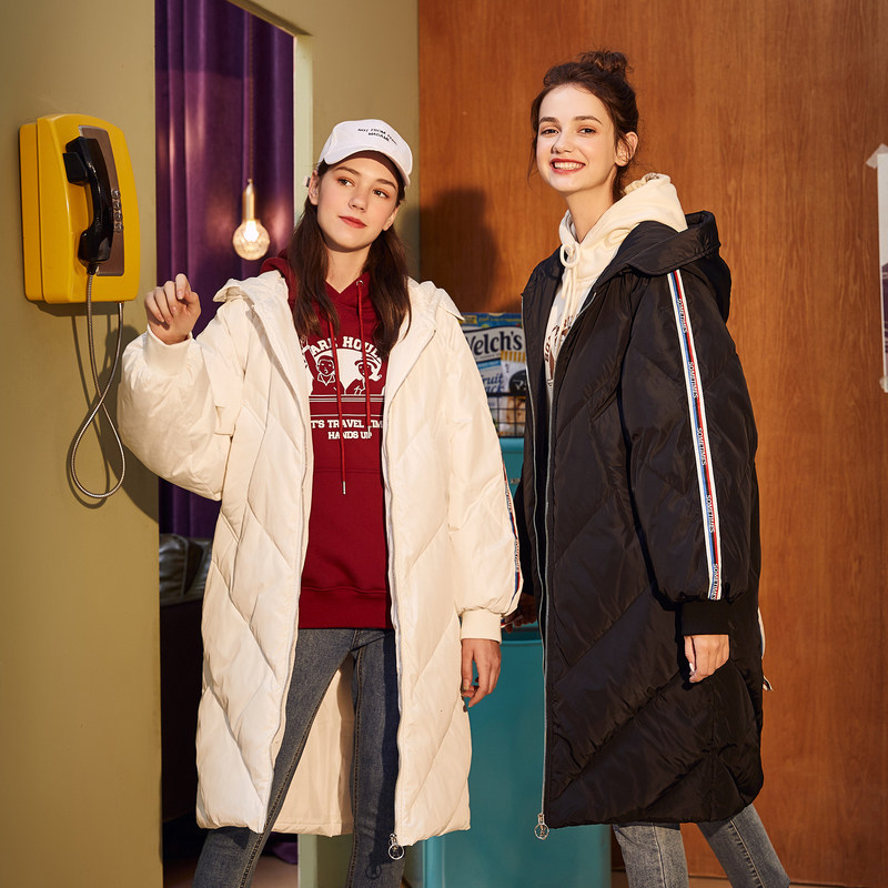 唐狮白色冬季新款爆款中长款羽绒服 唐狮outlets店羽绒服