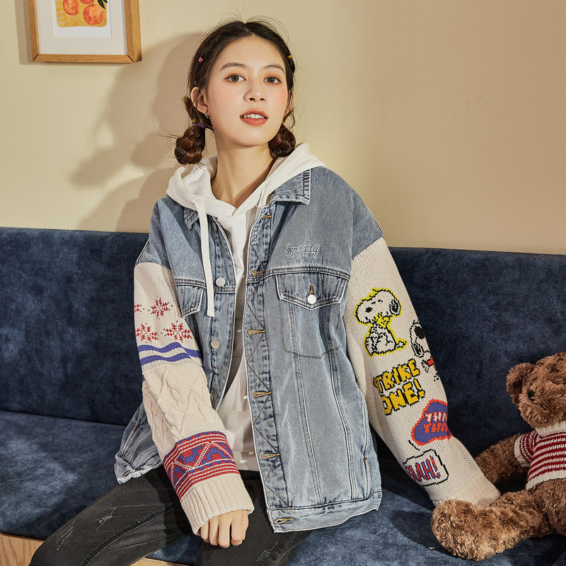 唐狮新款秋装牛仔女士史努比短外套 唐狮outlets店短外套