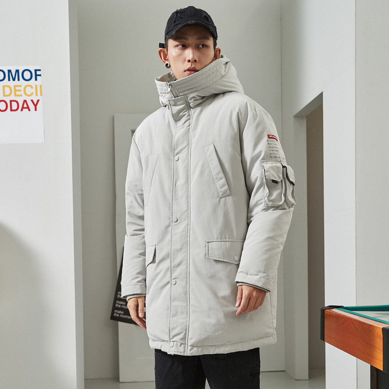 唐狮冬季新款印花中长款连帽羽绒服 唐狮outlets店羽绒服