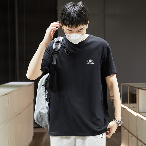 唐狮纯棉短袖t恤男2025新款夏季男士基础款宽松透气百搭五分袖HW - 图2