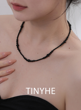 TINYHE天然黑玛瑙s925银项链
