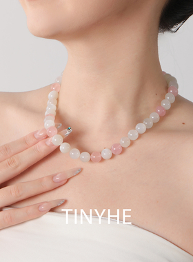 TINYHE米雪天然粉水晶白月光项链
