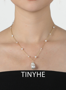 TINYHE米雪 天然巴洛克珍珠纯银吊坠女小众轻奢项链高级感锁骨链