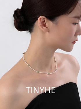 TINYHE米雪 天然淡水珍珠项链绿松石女纯银高级感通勤锁骨链原创