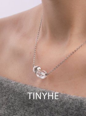 TINYHE白水晶纯银项链女款毛衣链