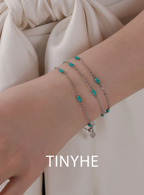 TINYHE米雪999纯银天然绿松石