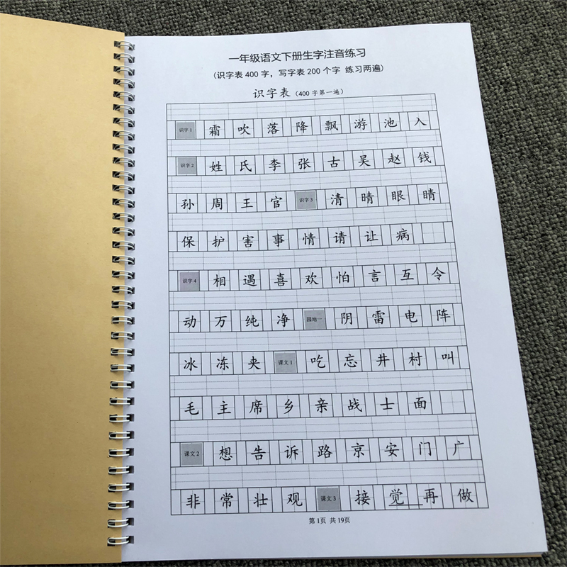 一年级下册生字注音小学语文部编版练习本写识字生字表人教新版本 - 图2